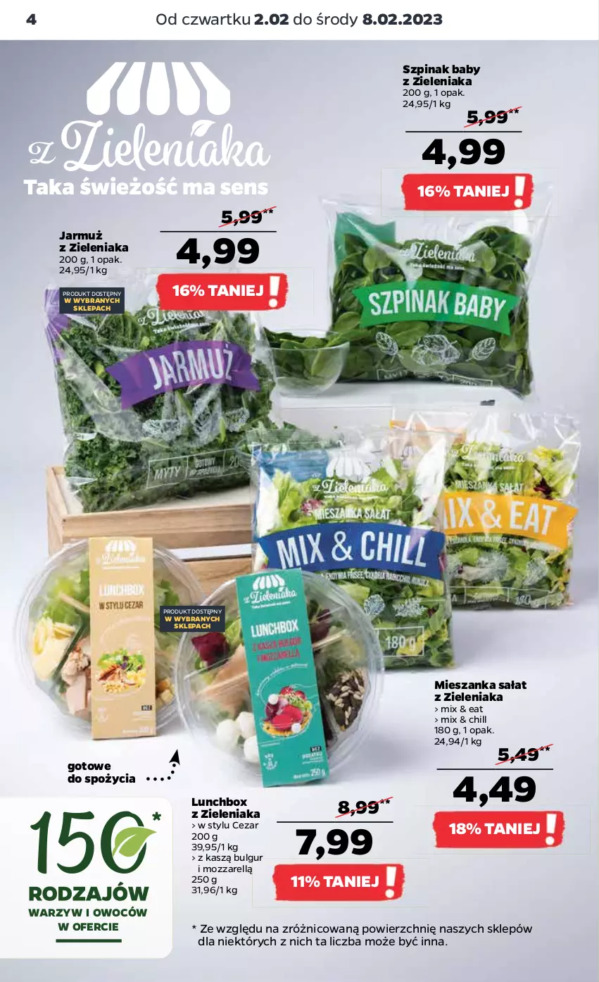 Gazetka promocyjna Netto - Artykuły spożywcze - ważna 02.02 do 08.02.2023 - strona 4 - produkty: Bulgur, Jarmuż, LG, Mieszanka sałat, Sałat, Szpinak