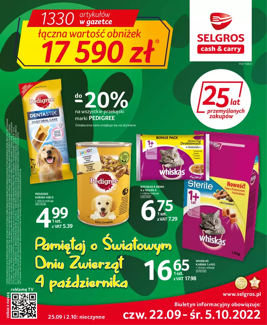 Gazetka promocyjna Selgros - Oferta spożywcza - ważna 22.09 do 05.10.2022 - strona 1 - produkty: Fa, LG, Mięta, Pedigree, Tran, Whiskas