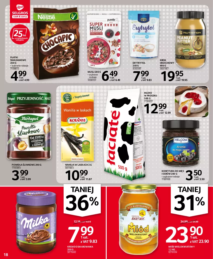 Gazetka promocyjna Selgros - Oferta spożywcza - ważna 22.09 do 05.10.2022 - strona 18 - produkty: Danio, Konfitura, Krem orzechowy, Miód, Mleko, Mleko w proszku, Mus, Ser