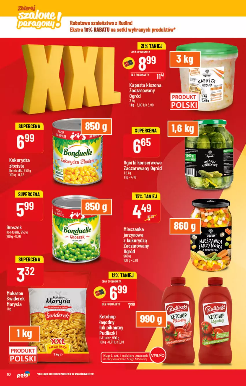 Gazetka promocyjna PoloMarket - Gazetka pomocyjna - ważna 16.03 do 22.03.2022 - strona 10 - produkty: Bonduelle, Groszek, Ketchup, Makaron, Ogórki konserwowe, Ogród, Ser, Szal