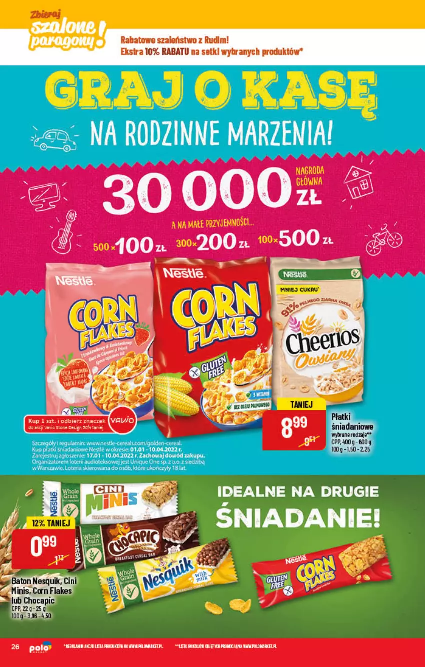 Gazetka promocyjna PoloMarket - Gazetka pomocyjna - ważna 16.03 do 22.03.2022 - strona 26 - produkty: Baton, Cini Minis, Corn flakes, Danio, Nesquik, Olej, Szal, Tran