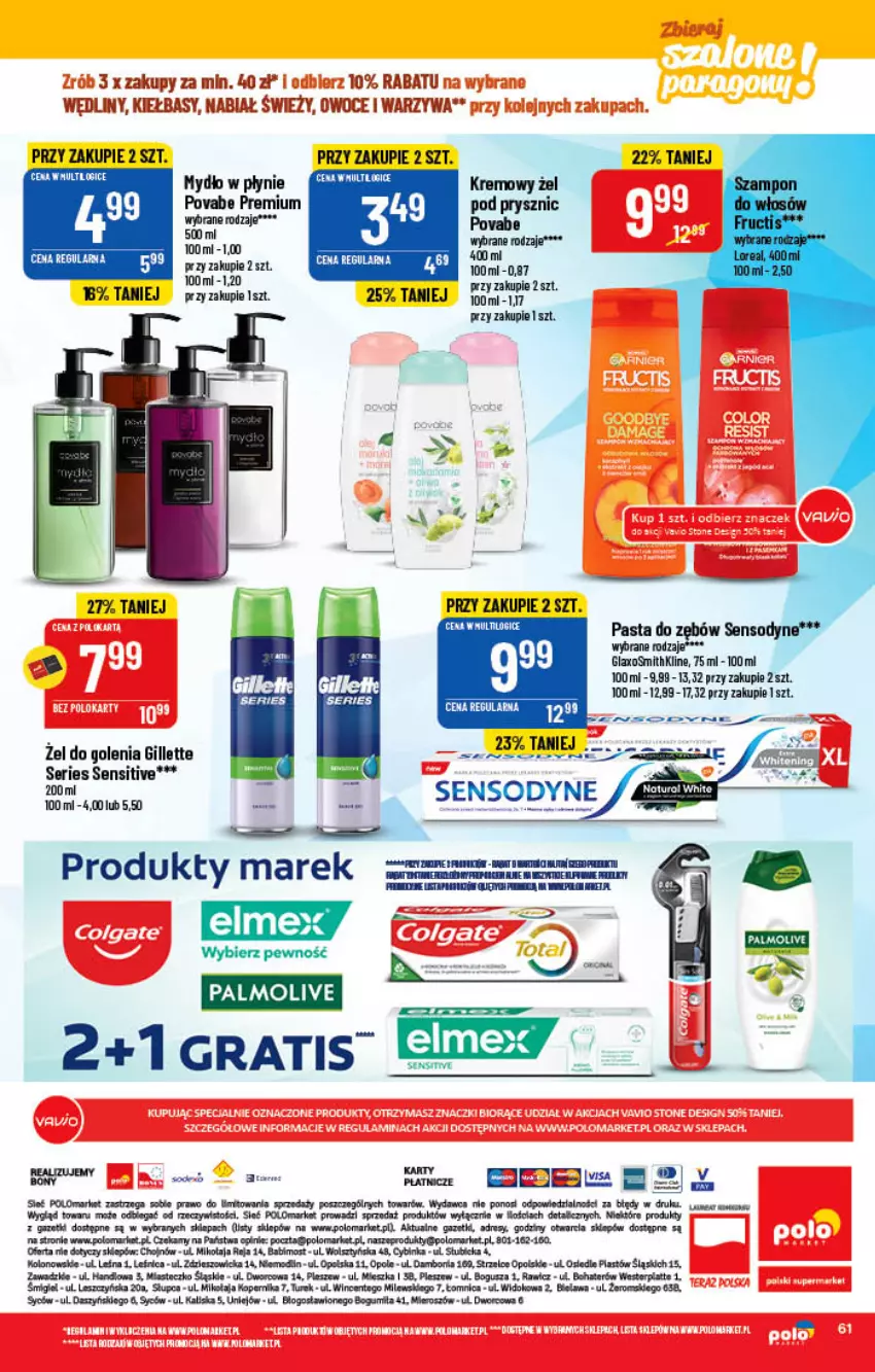 Gazetka promocyjna PoloMarket - Gazetka pomocyjna - ważna 16.03 do 22.03.2022 - strona 61 - produkty: BIC, Gillette, Gra, Inka, Mydło, Mydło w płynie, Owoce, Palmolive, Pasta do zębów, Por, Sensodyne, Ser, Sos, Warzywa