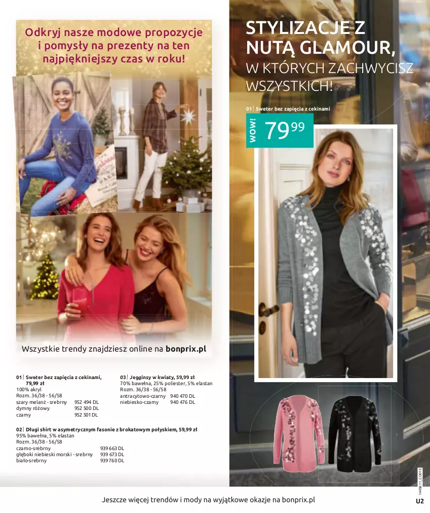 Gazetka promocyjna Bonprix - TWÓJ LOOK Z NUTĄ GLAMOUR - ważna 10.11.2021 do 10.05.2022 - strona 2 - produkty: Długi shirt, Fa, Gin, Sweter, Wełna