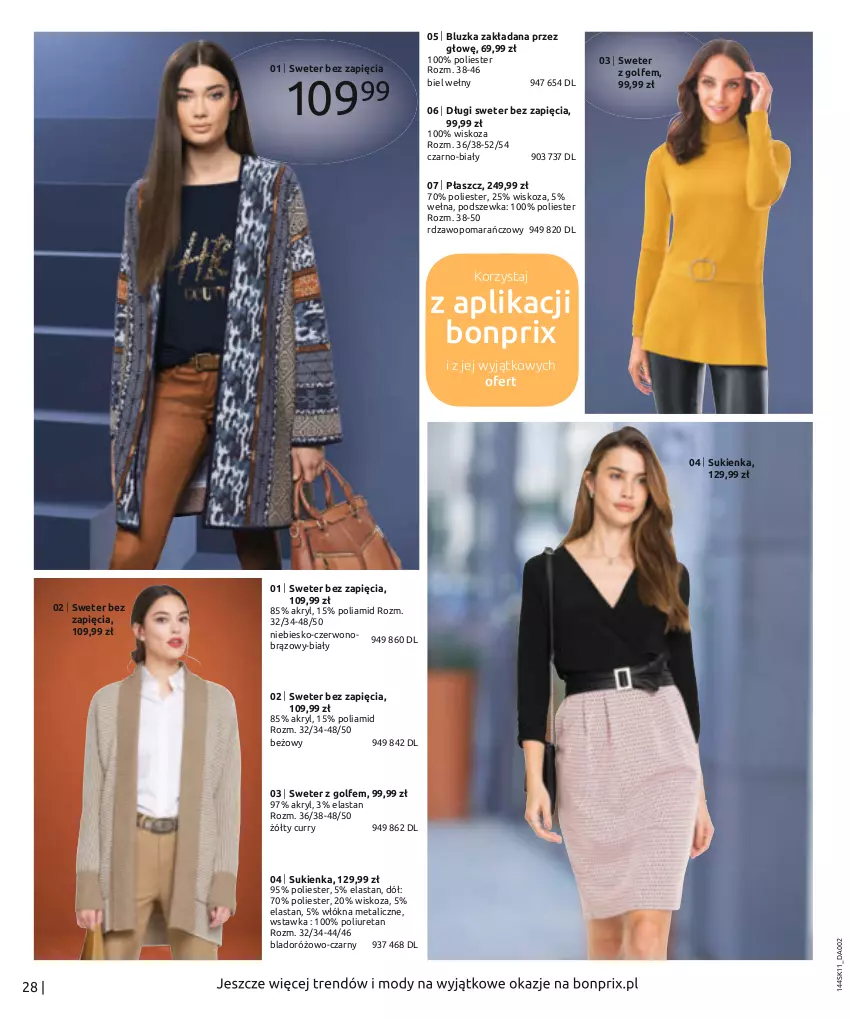 Gazetka promocyjna Bonprix - TWÓJ LOOK Z NUTĄ GLAMOUR - ważna 10.11.2021 do 10.05.2022 - strona 30 - produkty: Płaszcz, Sukienka, Sweter, Wełna