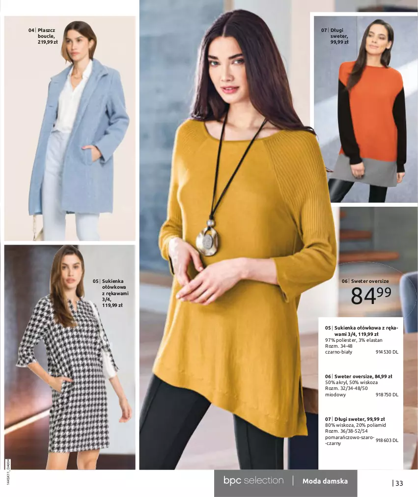 Gazetka promocyjna Bonprix - TWÓJ LOOK Z NUTĄ GLAMOUR - ważna 10.11.2021 do 10.05.2022 - strona 35 - produkty: Kawa, Płaszcz, Sukienka, Sweter