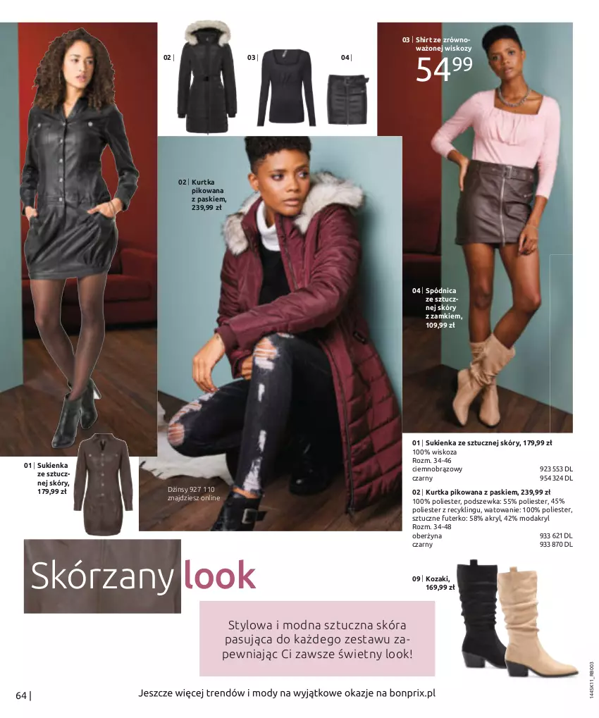 Gazetka promocyjna Bonprix - TWÓJ LOOK Z NUTĄ GLAMOUR - ważna 10.11.2021 do 10.05.2022 - strona 66 - produkty: Dżinsy, Kozaki, Kurtka, Moda, Spódnica, Sukienka