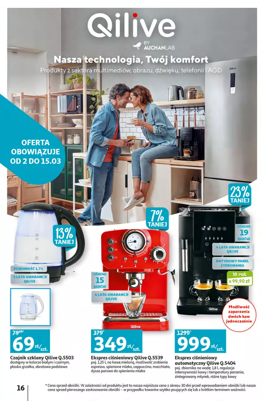 Gazetka promocyjna Auchan - Gazetka Rewelacje na Dzień Kobiet Hipermarket Auchan - ważna 02.03 do 08.03.2023 - strona 16 - produkty: Cappuccino, Chia, Czajnik, Grzałka, Mleko, O nas