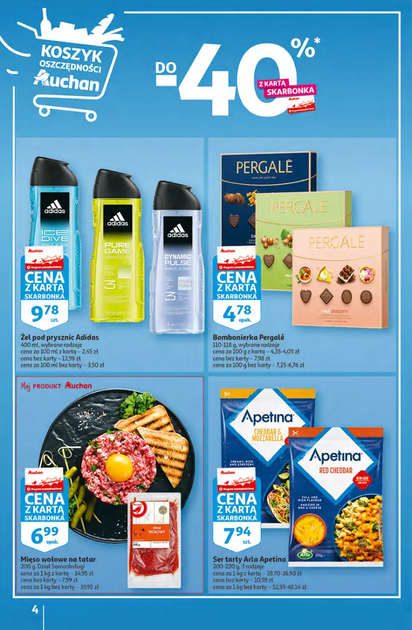 Gazetka promocyjna Auchan - Gazetka Rewelacje na Dzień Kobiet Hipermarket Auchan - ważna 02.03 do 08.03.2023 - strona 4 - produkty: Adidas, Cheddar, Keen, Mięso, Mięso wołowe, Mozzarella, Ser