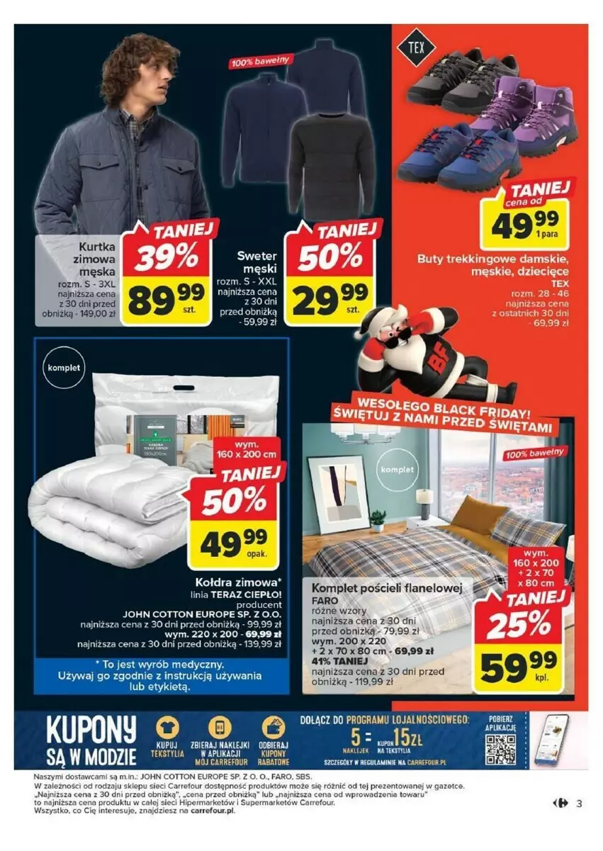 Gazetka promocyjna Carrefour - ważna 20.11 do 25.11.2023 - strona 5 - produkty: Buty, Dzieci, Fa, Klej, Kołdra, Komplet pościeli, Kurtka, Pościel, Sweter, Tera