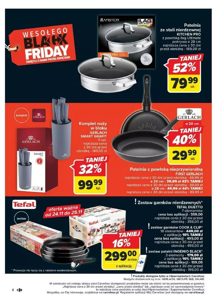 Gazetka promocyjna Carrefour - ważna 20.11 do 25.11.2023 - strona 6 - produkty: Fa, Gra, Lack, Noż, Patelnia, Pokrywa, Tefal