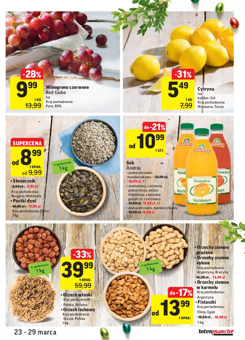 Gazetka promocyjna Intermarche - Wielkanoc - ważna 23.03 do 29.03.2021 - strona 17 - produkty: Ananas, Grejpfrut, Owoce, Pestki dyni, Sok, Wino