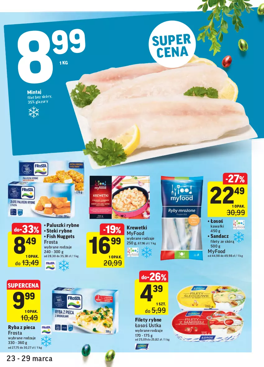 Gazetka promocyjna Intermarche - Wielkanoc - ważna 23.03 do 29.03.2021 - strona 19 - produkty: Frosta, Kawa, Krewetki, Mintaj, Paluszki rybne, Piec, Ryba, Sandacz, Stek