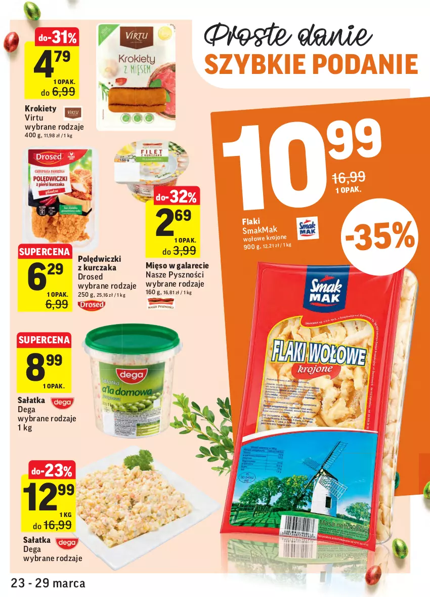 Gazetka promocyjna Intermarche - Wielkanoc - ważna 23.03 do 29.03.2021 - strona 21 - produkty: Dega, Flaki, Gala, Krokiety, Kurczak, Mięso, Mięso w galarecie, Polędwiczki z kurczaka, Sałat, Sałatka, Virtu