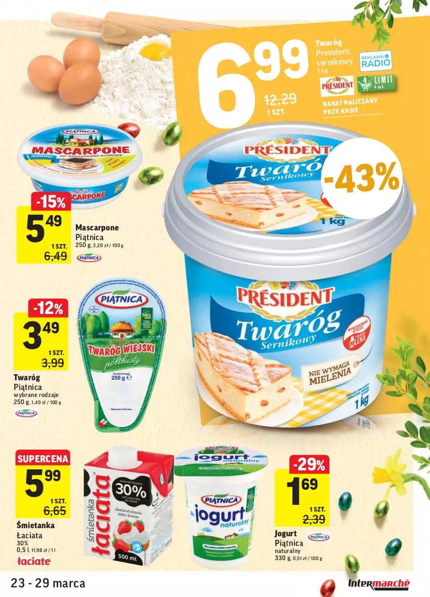 Gazetka promocyjna Intermarche - Wielkanoc - ważna 23.03 do 29.03.2021 - strona 27 - produkty: Jogurt, Mascarpone, Piątnica, Ser, Twaróg