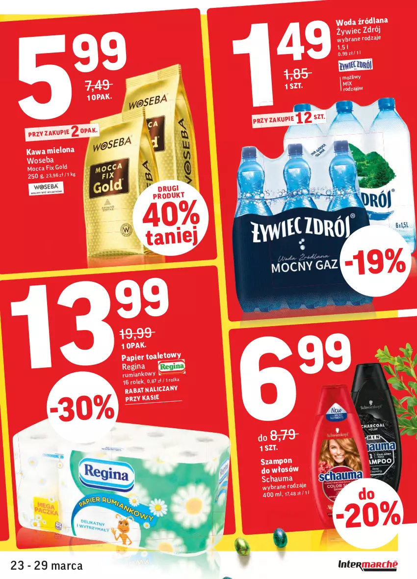 Gazetka promocyjna Intermarche - Wielkanoc - ważna 23.03 do 29.03.2021 - strona 3 - produkty: Gin, Kawa, Kawa mielona, LANA, Papier, Rum, Schauma, Szampon, Woda, Woseba