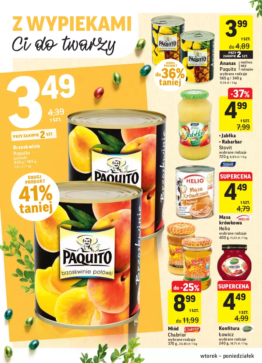 Gazetka promocyjna Intermarche - Wielkanoc - ważna 23.03 do 29.03.2021 - strona 32 - produkty: Ananas, Brzoskwinie, Chabrior, Helio, Jabłka, Konfitura, Masa krówkowa, Miód