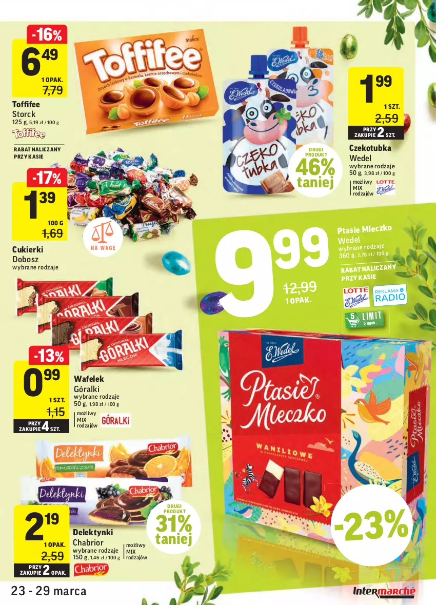 Gazetka promocyjna Intermarche - Wielkanoc - ważna 23.03 do 29.03.2021 - strona 35 - produkty: Chabrior, Cukier, Cukierki, Góralki, Mleczko, Toffifee, Wafelek