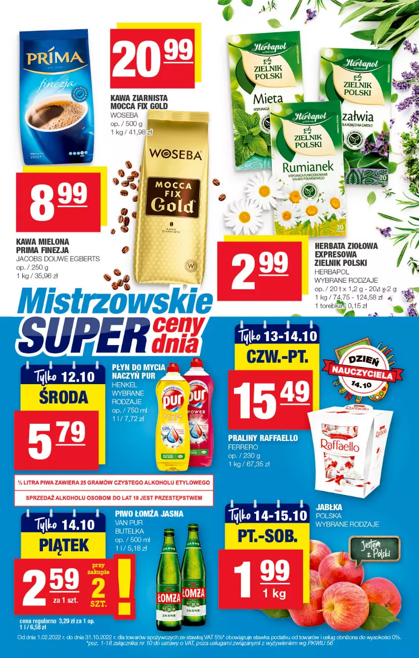 Gazetka promocyjna Spar - EuroSpar - ważna 04.10 do 14.10.2022 - strona 11 - produkty: Gra, Herbapol, Herbata, Jacobs, Kawa, Kawa mielona, Kawa ziarnista, Mocca Fix Gold, Piwa, Prima