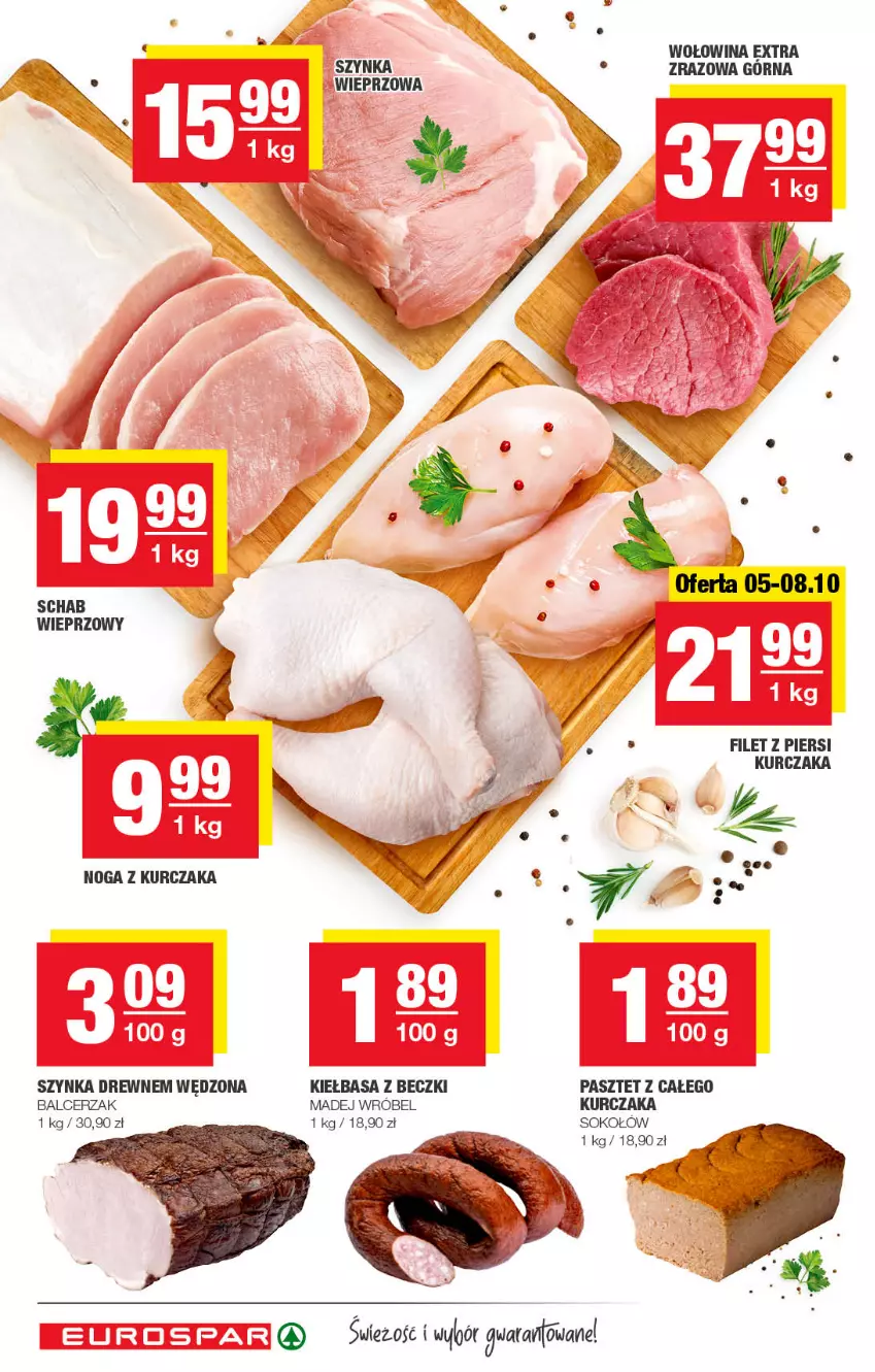 Gazetka promocyjna Spar - EuroSpar - ważna 04.10 do 14.10.2022 - strona 8 - produkty: Filet z piersi kurczaka, Kiełbasa, Kurczak, LG, Madej Wróbel, Pasztet, Sok, Sokołów, Szynka, Wołowina