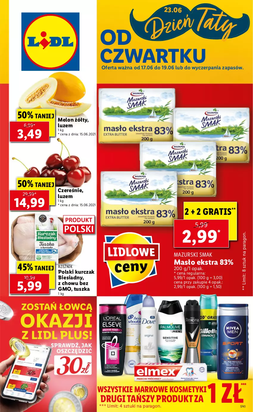 Gazetka promocyjna Lidl - GAZETKA - ważna 17.06 do 19.06.2021 - strona 1 - produkty: Gra, Kurczak, Masło, Melon, Tusz