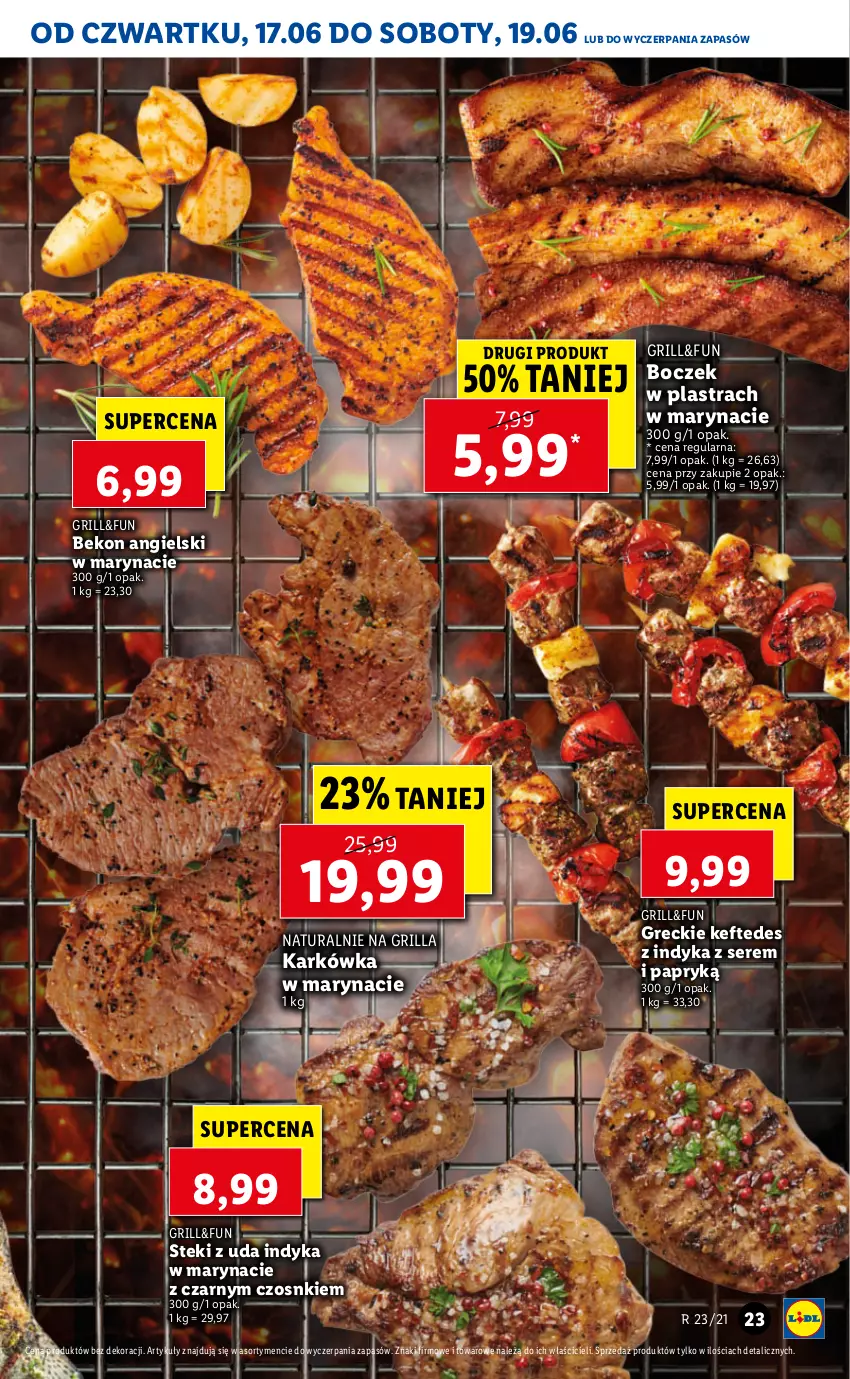 Gazetka promocyjna Lidl - GAZETKA - ważna 17.06 do 19.06.2021 - strona 23 - produkty: Beko, Boczek, Grill, Ser, Stek