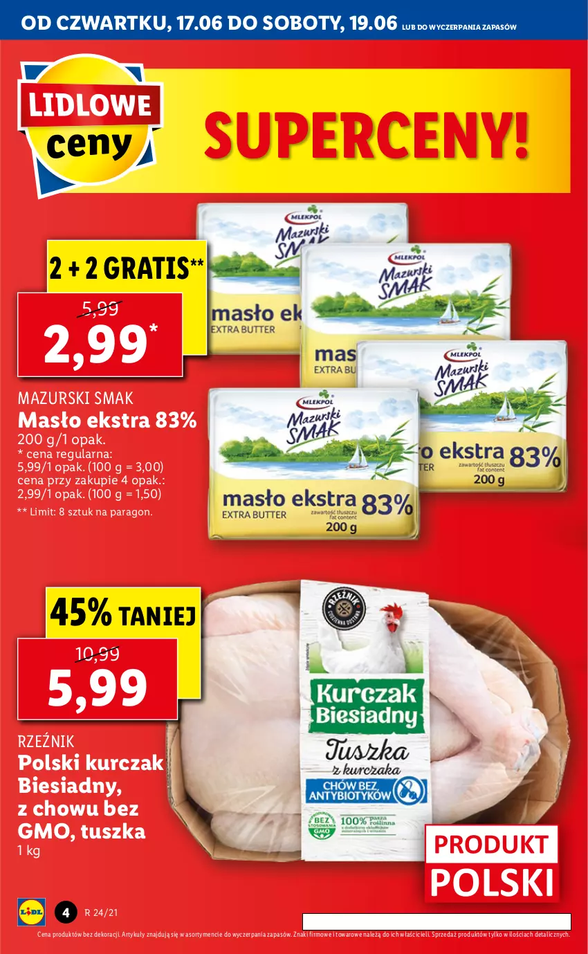 Gazetka promocyjna Lidl - GAZETKA - ważna 17.06 do 19.06.2021 - strona 4 - produkty: Gra, Kurczak, Masło, Tusz