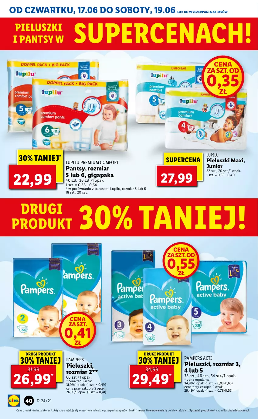 Gazetka promocyjna Lidl - GAZETKA - ważna 17.06 do 19.06.2021 - strona 40 - produkty: Pampers, Por