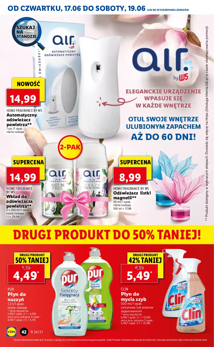 Gazetka promocyjna Lidl - GAZETKA - ważna 17.06 do 19.06.2021 - strona 42 - produkty: Clin, Gra, Odświeżacz powietrza, Płyn do mycia, Pur