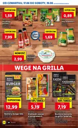 Gazetka promocyjna Lidl - GAZETKA - Gazetka - ważna od 19.06 do 19.06.2021 - strona 24 - produkty: Chrzan, Sos, Mus, Gin, Sałat, Przyprawy, Burger, Kaszanka, Grill, Kamis, Kasza, Sos chilli, Musztarda, Roślinny burger