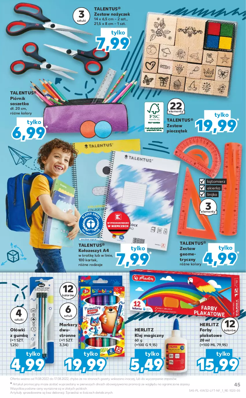 Gazetka promocyjna Kaufland - OFERTA TYGODNIA - ważna 11.08 do 17.08.2022 - strona 45 - produkty: Fa, Gra, Klej, Marker, Noż, Piec, Piórnik