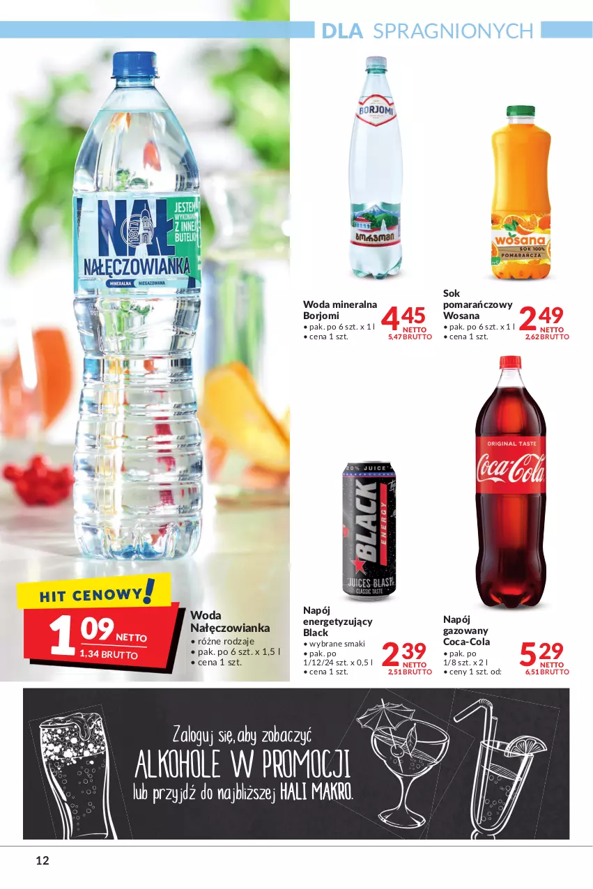 Gazetka promocyjna Makro - [Oferta promocyjna] Artykuły spożywcze i przemysłowe - ważna 19.10 do 30.10.2021 - strona 12 - produkty: Coca-Cola, Lack, Nałęczowianka, Napój, Napój gazowany, Sok, Sok pomarańczowy, Woda, Woda mineralna, Wosana