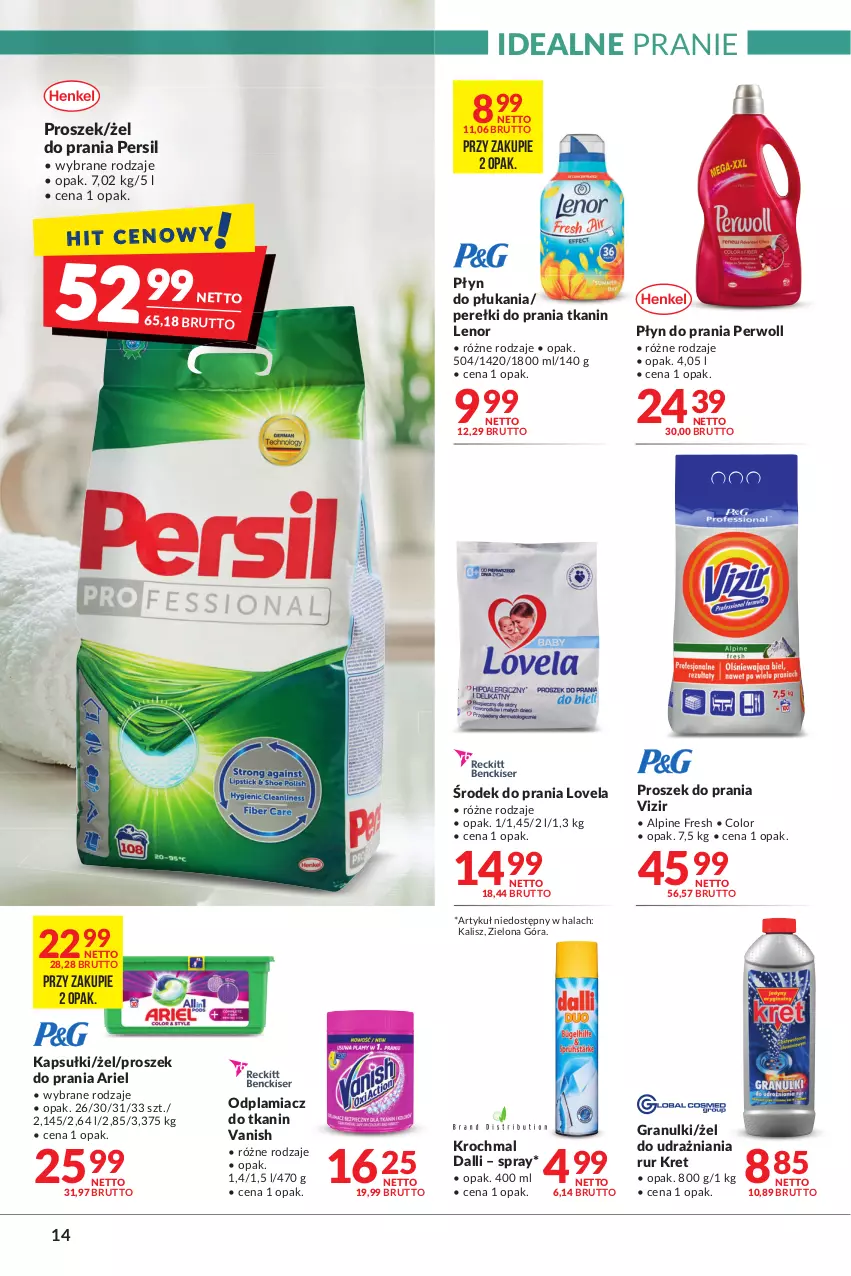 Gazetka promocyjna Makro - [Oferta promocyjna] Artykuły spożywcze i przemysłowe - ważna 19.10 do 30.10.2021 - strona 14 - produkty: Ariel, Gra, Kret, Lenor, Lovela, Odplamiacz, Persil, Perwoll, Płyn do płukania, Płyn do prania, Proszek do prania, Vanish, Vizir