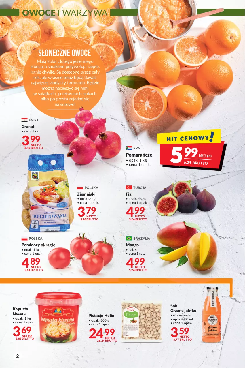 Gazetka promocyjna Makro - [Oferta promocyjna] Artykuły spożywcze i przemysłowe - ważna 19.10 do 30.10.2021 - strona 2 - produkty: Figi, Gra, Granat, Helio, Mango, Owoce, Pistacje, Pomarańcze, Pomidory, Sałat, Sałatka, Sok, Tera, Warzywa, Ziemniaki