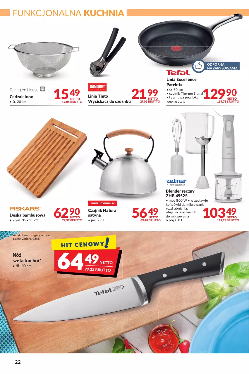 Gazetka promocyjna Makro - [Oferta promocyjna] Artykuły spożywcze i przemysłowe - ważna 19.10 do 30.10.2021 - strona 22 - produkty: Blender, Blender ręczny, Cedzak, Czajnik, Fa, Kuchnia, Nóż szefa kuchni, Patelnia, Por, Tytan