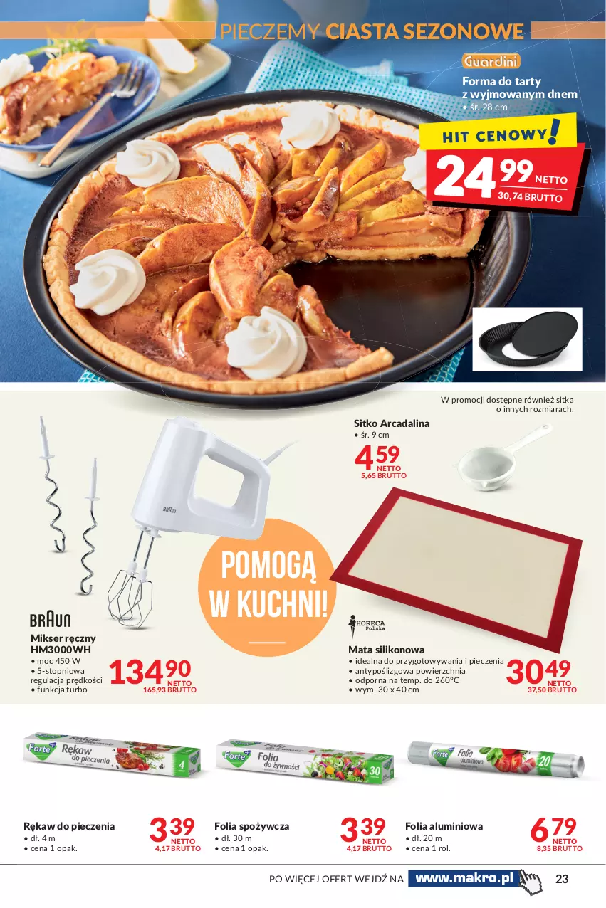 Gazetka promocyjna Makro - [Oferta promocyjna] Artykuły spożywcze i przemysłowe - ważna 19.10 do 30.10.2021 - strona 23 - produkty: Folia aluminiowa, Mikser, Mikser ręczny, Piec, Por, Rękaw do pieczenia, Ser, Sitko, Top