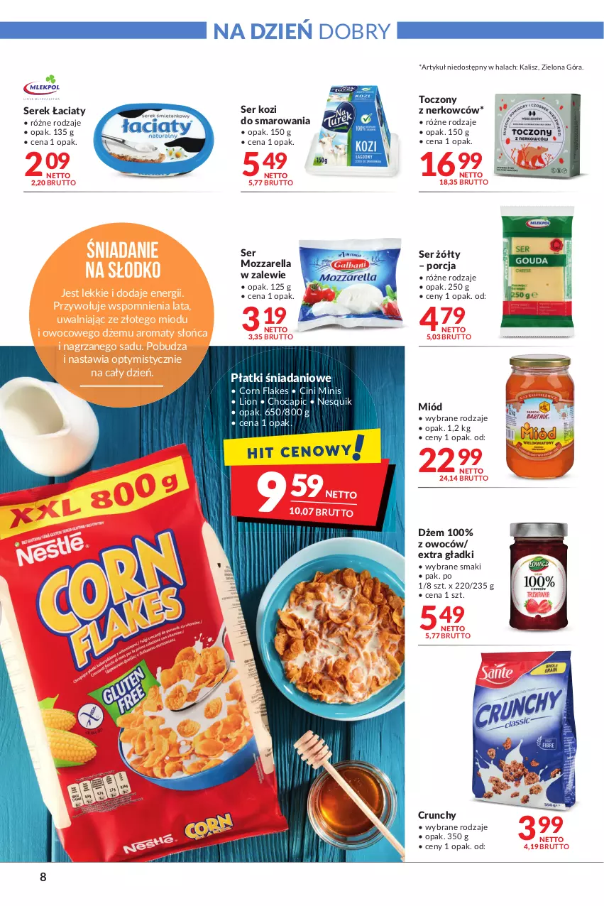 Gazetka promocyjna Makro - [Oferta promocyjna] Artykuły spożywcze i przemysłowe - ważna 19.10 do 30.10.2021 - strona 8 - produkty: Cini Minis, Corn flakes, Danio, Dżem, Lion, Miód, Mozzarella, Nesquik, Por, Ser, Ser kozi, Serek