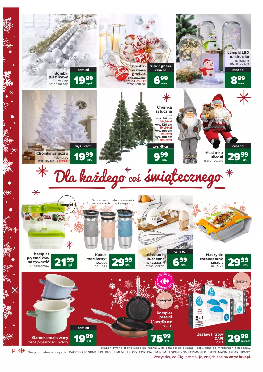 Gazetka promocyjna Carrefour - Gazetka Market - ważna 07.12 do 12.12.2021 - strona 14 - produkty: Bombki, Choinka, Fa, Garnek, Inka, Kubek, Kubek termiczny, Naczynie żaroodporne, Pojemnik, Por