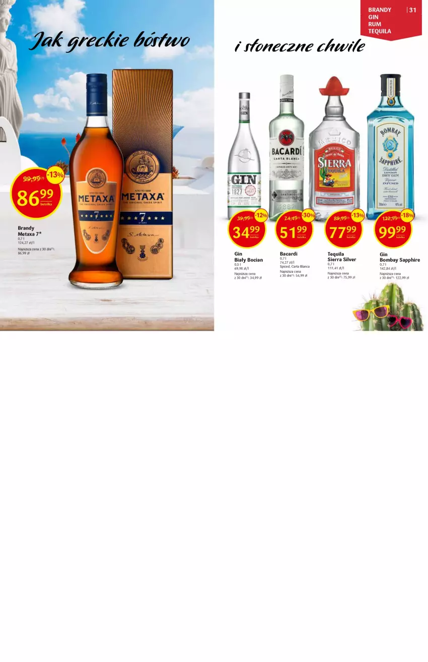 Gazetka promocyjna Delikatesy Centrum - Deli Barek DC13/14 - ważna 30.03 do 19.04.2023 - strona 16 - produkty: Bacardi, Biały Bocian, Brandy, Gin, Metaxa, Rum, Tequila