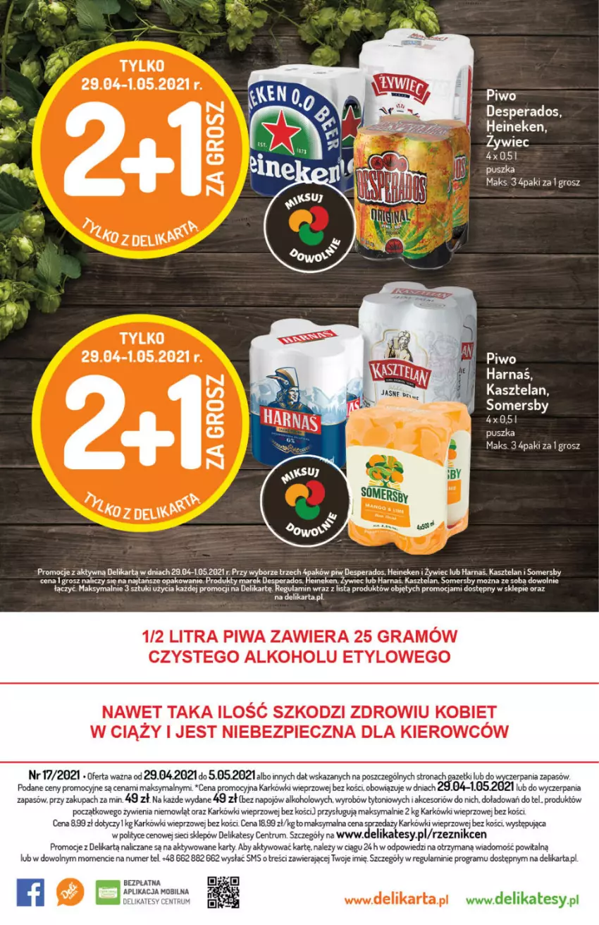 Gazetka promocyjna Delikatesy Centrum - Gazetka Delikatesy Centrum - ważna 29.04 do 05.05.2021 - strona 28 - produkty: Desperados, Fa, Gra, Harnaś, Heineken, Kasztelan, Mobil, Piwo, Rum, Somersby