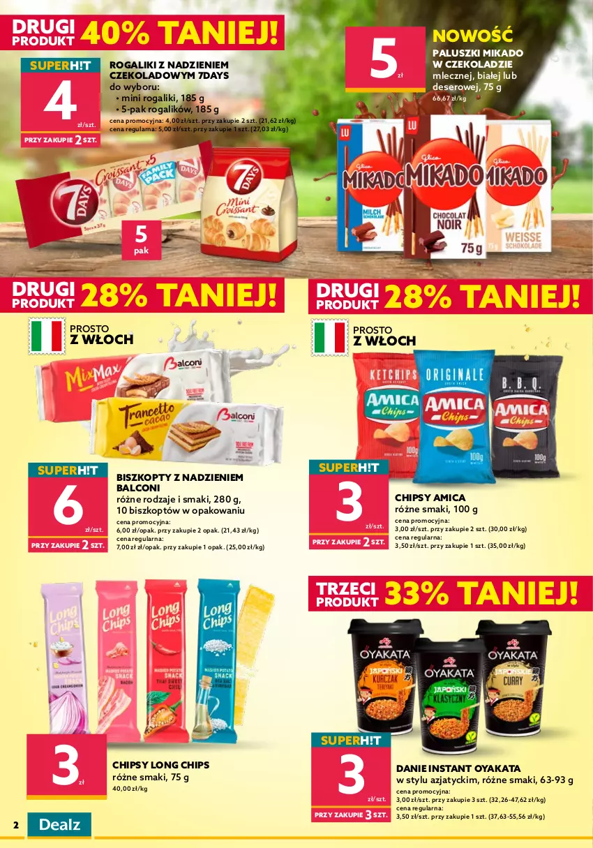 Gazetka promocyjna Dealz - NOWA GAZETKAWielkie Marki Mini Ceny - ważna 02.06 do 14.06.2022 - strona 2 - produkty: Alcon, Amica, Biszkopty, Chipsy, Deser, Fa, Fanta, Napój, Napój gazowany, Rogal, Ser, Sprite