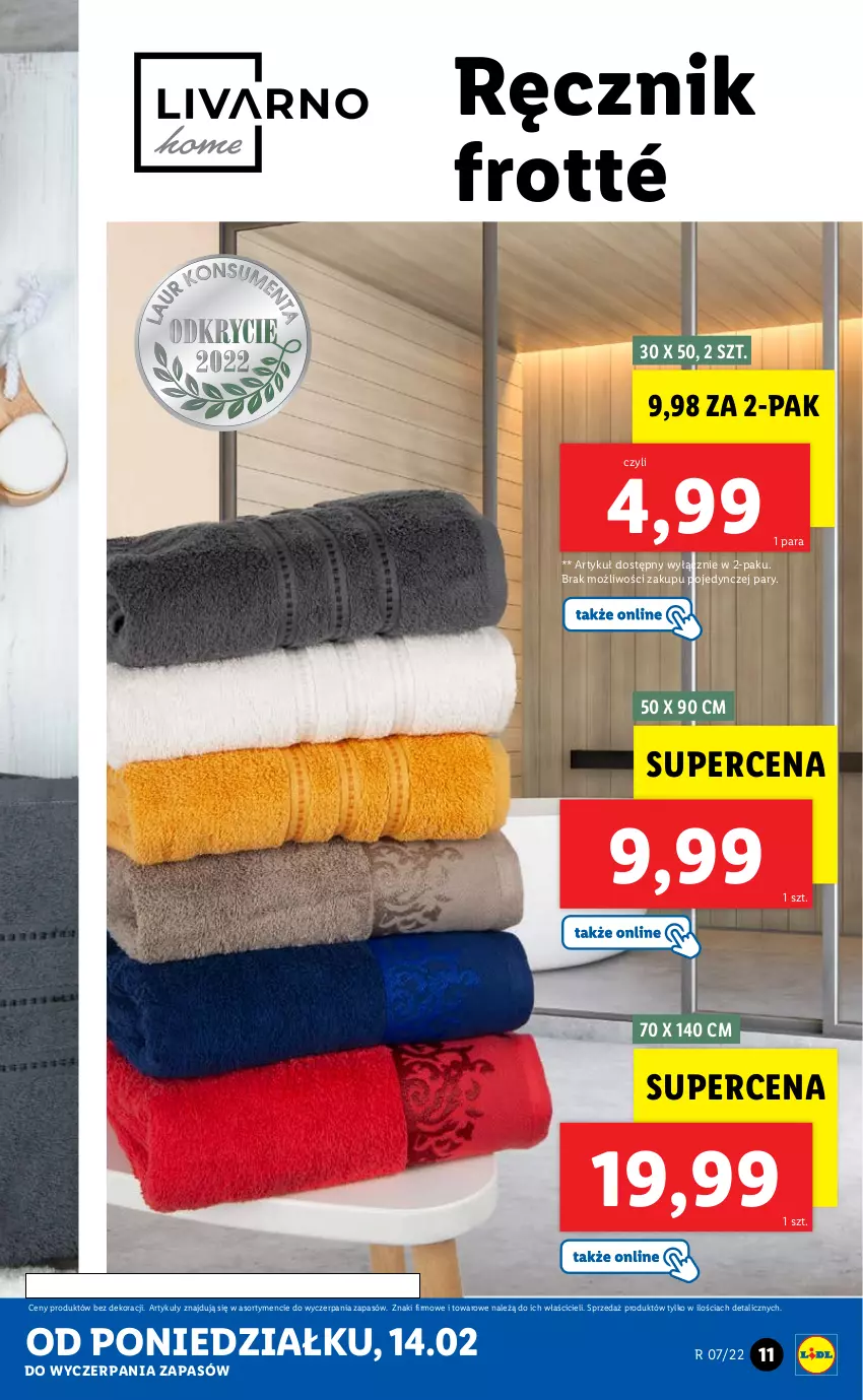 Gazetka promocyjna Lidl - GAZETKA - ważna 14.02 do 19.02.2022 - strona 11 - produkty: Ręcznik