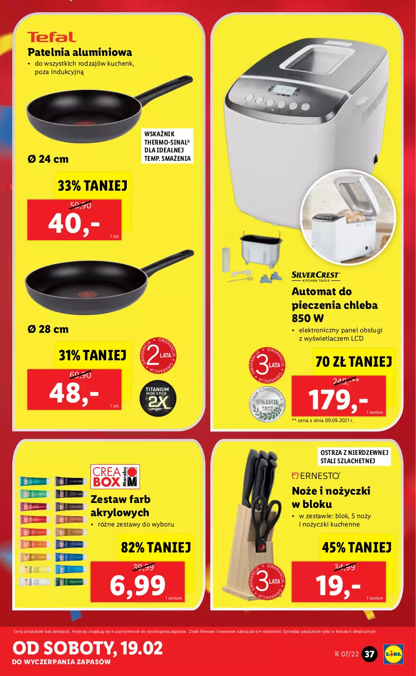 Gazetka promocyjna Lidl - GAZETKA - ważna 14.02 do 19.02.2022 - strona 39 - produkty: Automat do pieczenia chleba, Chleb, Fa, Noż, Nożyczki, Patelnia, Piec