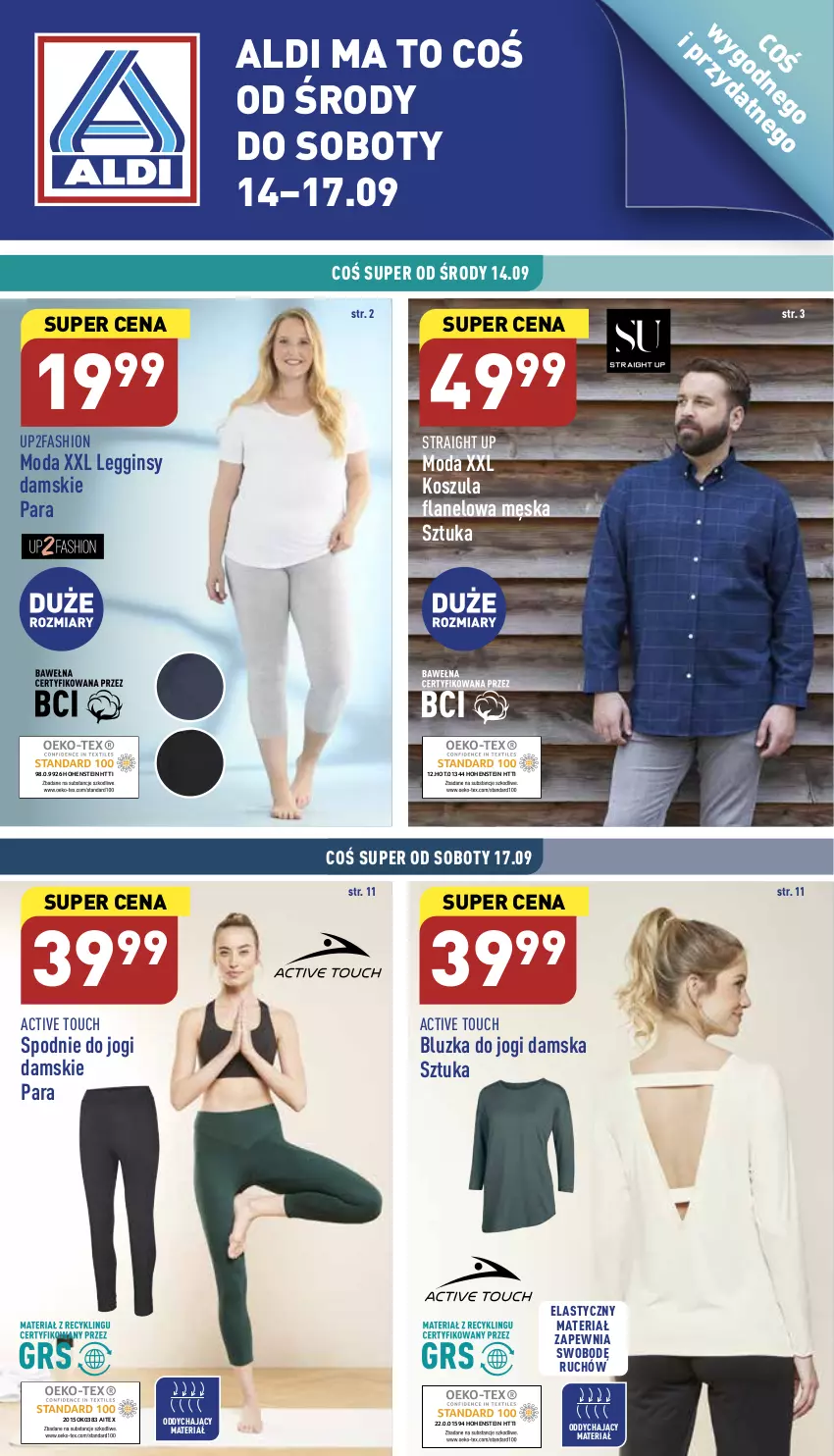 Gazetka promocyjna Aldi - Zaplanuj zakupy wcześniej - ważna 14.09 do 17.09.2022 - strona 1 - produkty: Fa, Gin, Kosz, Koszula, Legginsy, Moda, Spodnie