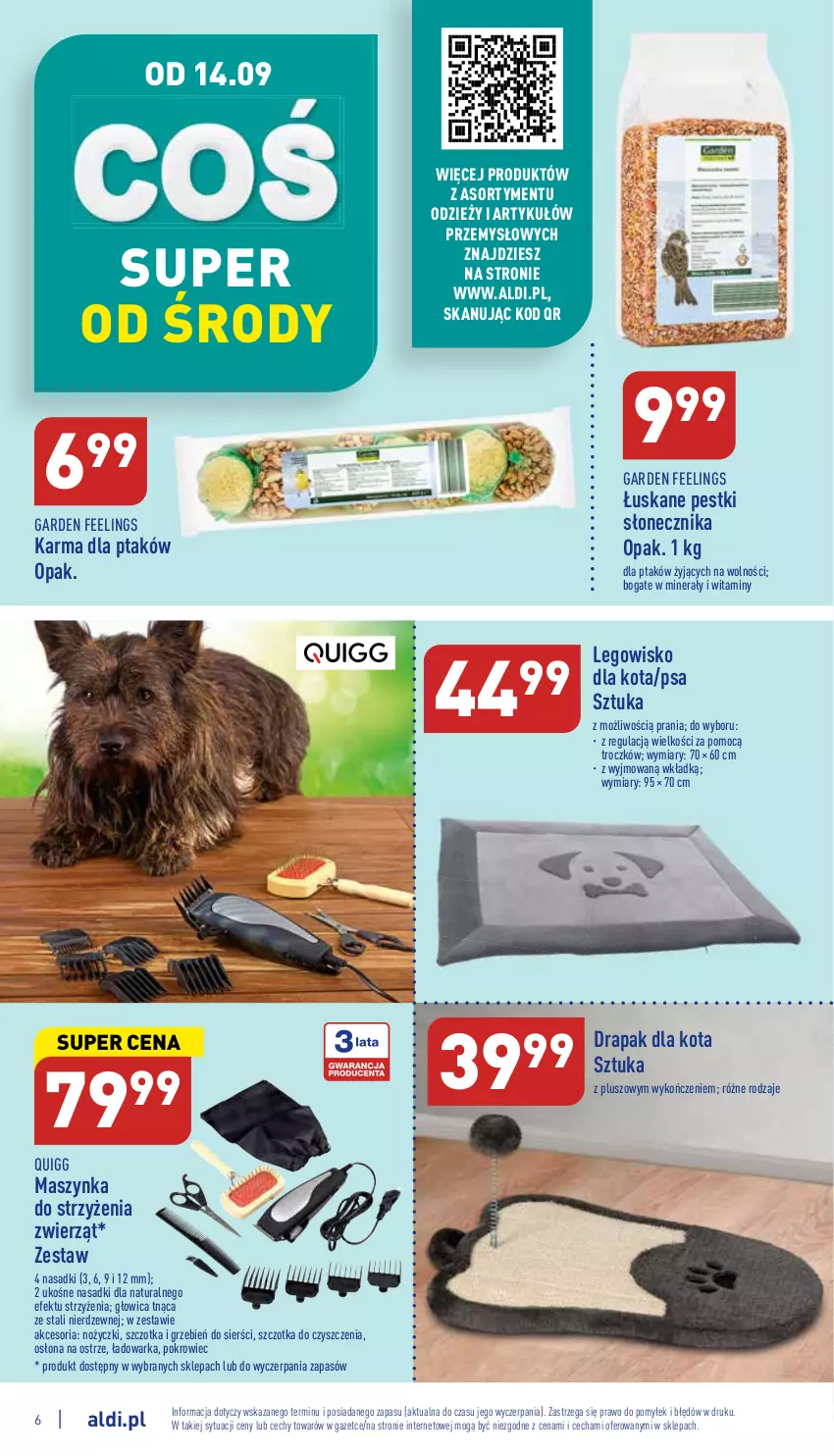 Gazetka promocyjna Aldi - Zaplanuj zakupy wcześniej - ważna 14.09 do 17.09.2022 - strona 6 - produkty: Drapak, LEGO, Legowisko, Maszynka, Noż, Nożyczki, Pokrowiec, Szczotka, Szynka, Warka