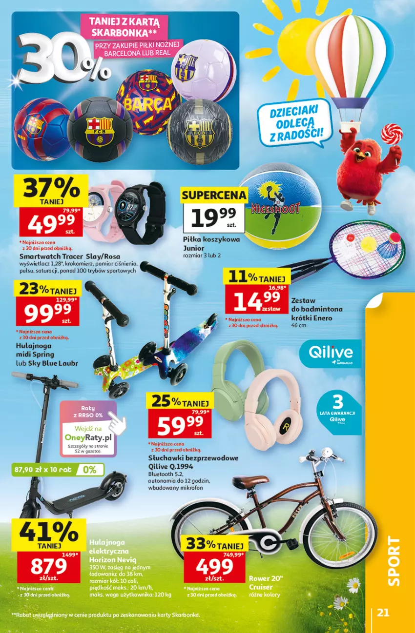 Gazetka promocyjna Auchan - Gazetka 30 Lat Hipermarket Auchan - ważna 28.05 do 03.06.2026 - strona 21 - produkty: Acer, Hulajnoga, Kosz, Krokomierz, Mikrofon, Por, Słuchawki, Słuchawki bezprzewodowe, Smartwatch, Sport