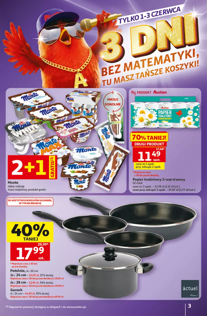 Gazetka promocyjna Auchan - Gazetka 30 Lat Hipermarket Auchan - ważna 28.05 do 03.06.2026 - strona 3 - produkty: Garnek, Gra, Monte, Papier, Papier toaletowy, Patelnia