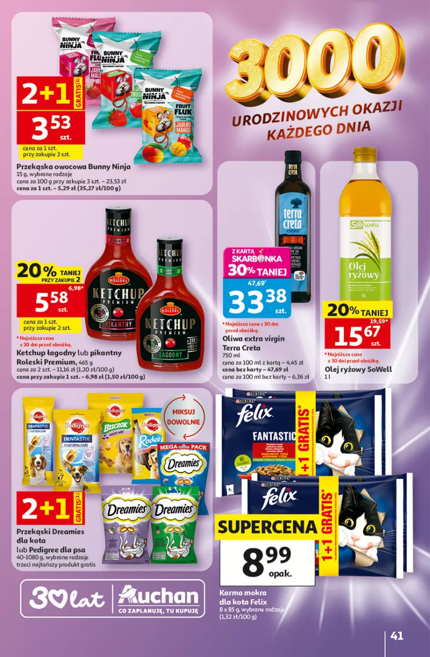 Gazetka promocyjna Auchan - Gazetka 30 Lat Hipermarket Auchan - ważna 28.05 do 03.06.2026 - strona 41 - produkty: Gin, Gra, Ketchup, Olej, Olej ryżowy, Pedigree, Ryż