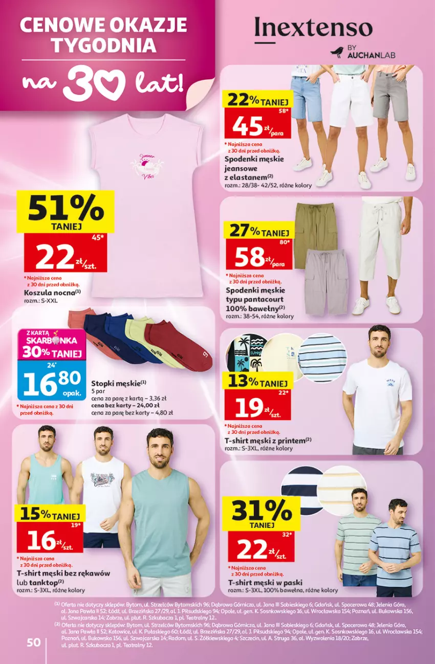 Gazetka promocyjna Auchan - Gazetka 30 Lat Hipermarket Auchan - ważna 28.05 do 03.06.2026 - strona 50 - produkty: Kosz, Koszula, Koszula nocna, T-shirt, Top, Wełna