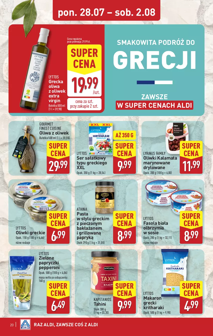 Gazetka promocyjna Aldi - Pełna oferta - ważna 28.07 do 02.08.2025 - strona 20 - produkty: Fa, Fasola, Gin, Grill, Makaron, Oliwa z oliwek, Oliwki, Piec, Sałat, Ser, Smakowita, Sos