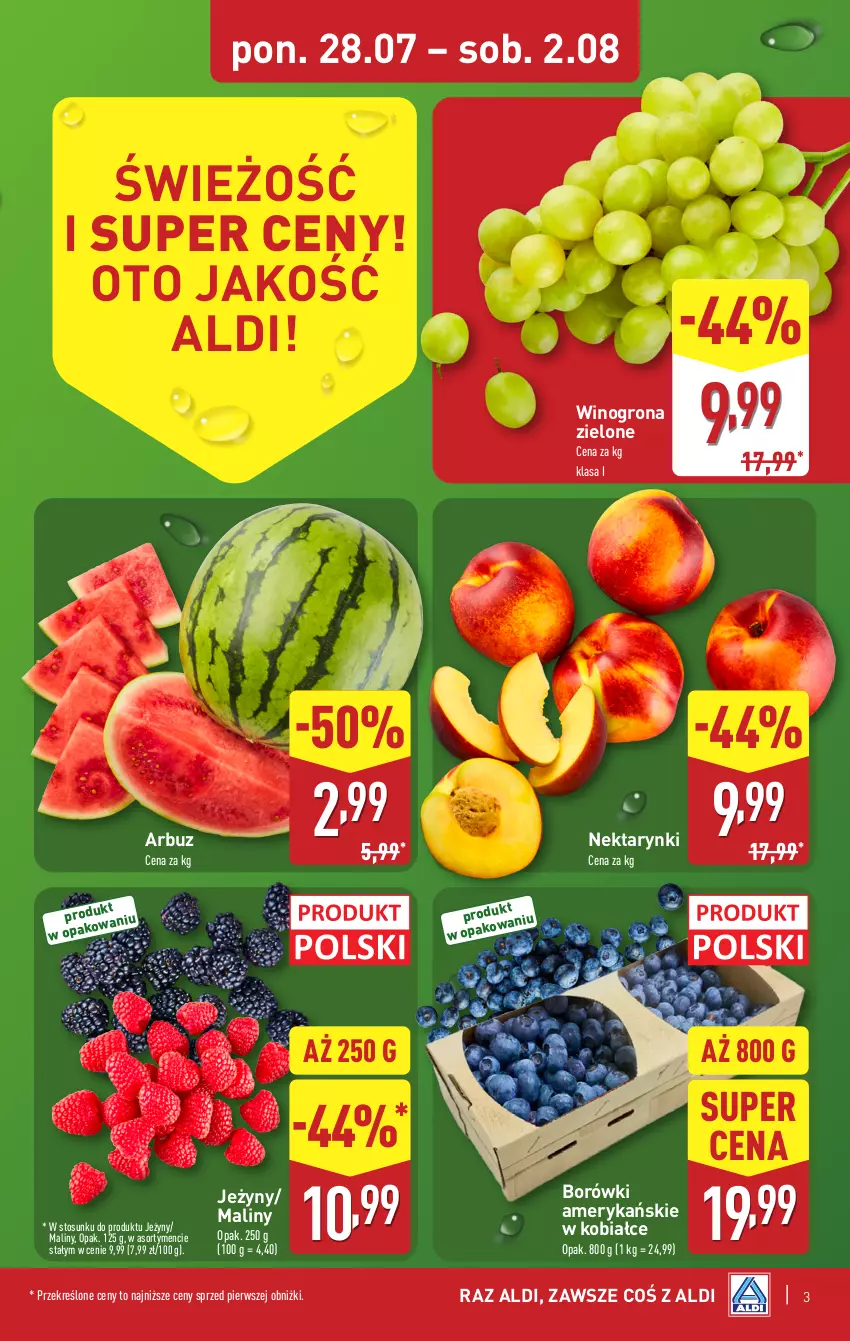 Gazetka promocyjna Aldi - Pełna oferta - ważna 28.07 do 02.08.2025 - strona 3 - produkty: Arbuz, Jeżyny, Maliny, Nektar, Wino, Winogrona
